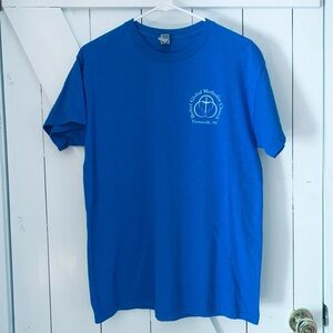 Medium T-Shirt Blue Green Teal Gildan Cotton Poly Blend Bethel Global Methodist